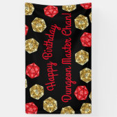 20サイドサイコロDNDゲーム誕生日パーティレッド金ゴールド 横断幕 (縦)