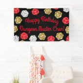 20サイドサイコロDNDゲーム誕生日ホワイトレッド金ゴールド 横断幕 (インサイチュ)