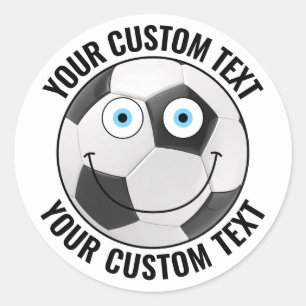 20サッカーボールパーソナライズされた文字カスタムハッピー顔 ラウンドシール