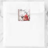 20サンキュースティッカーカントリーウッド鍵私のハート スクエアシール (バッグ)