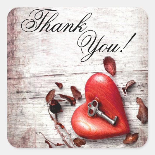 20サンキュースティッカーカントリーウッド鍵私のハート スクエアシール (正面)
