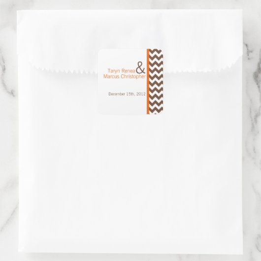 20スティッカーブラウンオレンジシェブロン名 スクエアシール (バッグ)