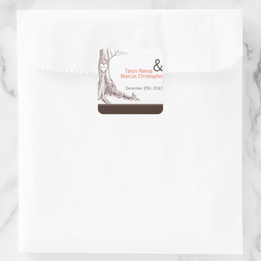 20スティッカー秋ツリーイニシャル彫刻オータム スクエアシール (バッグ)