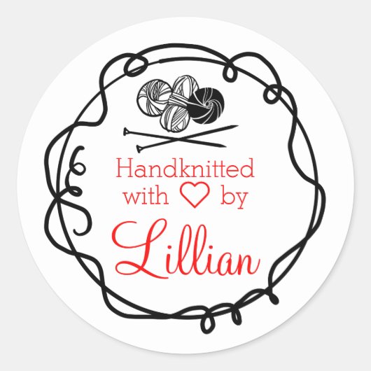 20セットの愛カスタムのステッカーで手編み ラウンドシール (正面)