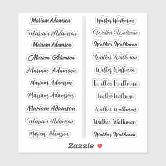 (20セット)黒の透明な名シンプルステッカー シール (シート)