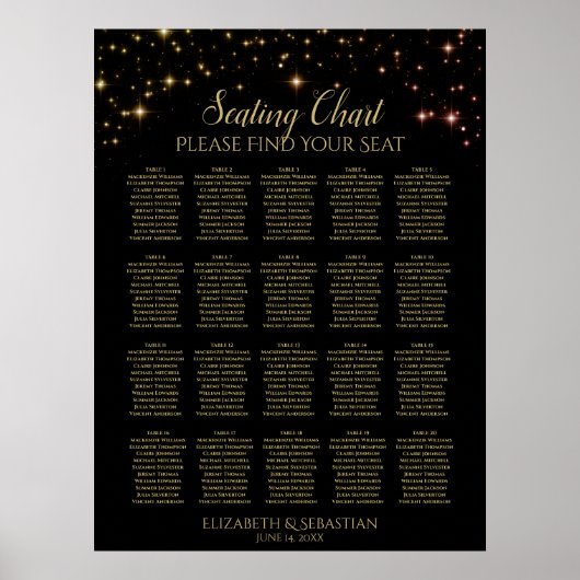 20テーブルきらめくキラキラの結婚座席表 ポスター (正面)