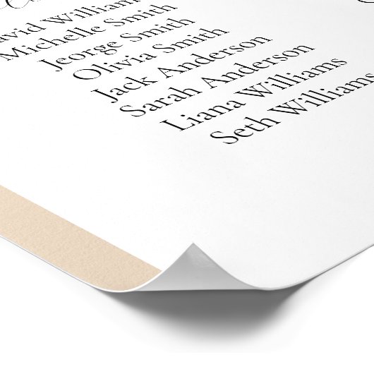 20テーブルベージュアーチあなたの座席表を見つける ポスター (角)