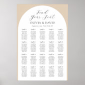 20テーブルベージュアーチあなたの座席表を見つける ポスター (正面)