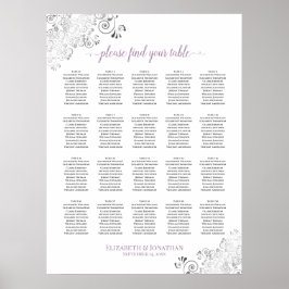 20テーブルレースのようの結婚座席表ホワイトラベンダー ポスター