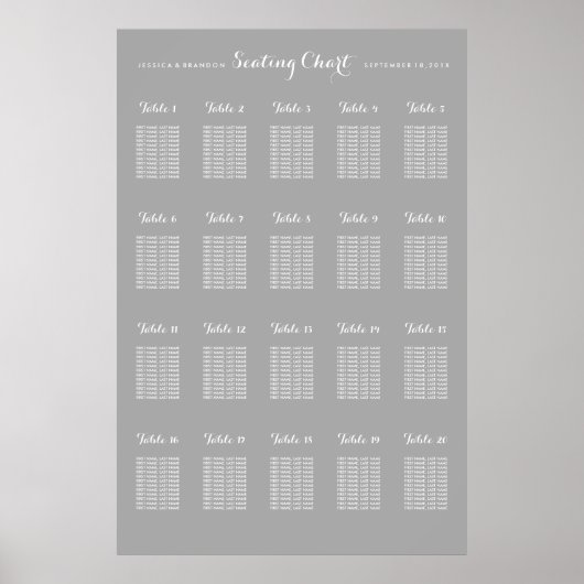 20テーブル大結婚座チャート – 任意の色 ポスター (正面)