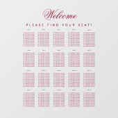 20テーブル座席図の透明なバーガンディースクリプト ウィンドウサイン (シート)