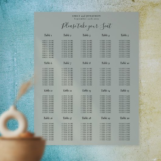 20テーブル座席表セージ緑 ポスター