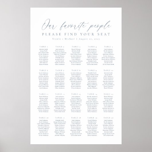 20テーブル私たちお気に入りのの人の座席表 ポスター (正面)