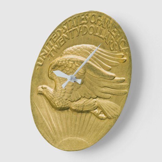 20ドルの金ゴールドの部分の倍のワシのお金1907年 ラージ壁時計 (傾斜)