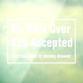 20ドルを超える手形なし受け入れ限定現金 ウィンドウサイン (シート3)