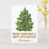 20ハッピーバースデーとメリークリスマスツリー カード (黄色い花)