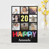 20ハッピーバースデーフォトコラージュブモダンラック カード (黄色い花)