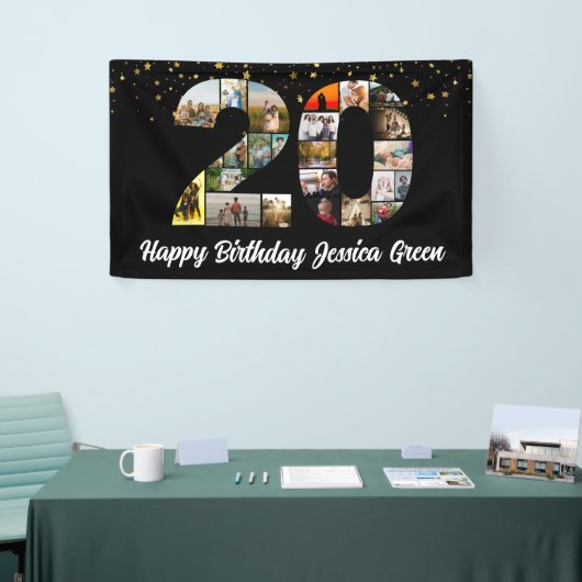 20ハッピーバースデー写真コラージュ記念日 横断幕 (トレードショー)