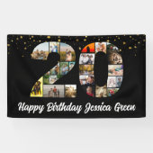 20ハッピーバースデー写真コラージュ記念日 横断幕 (横)