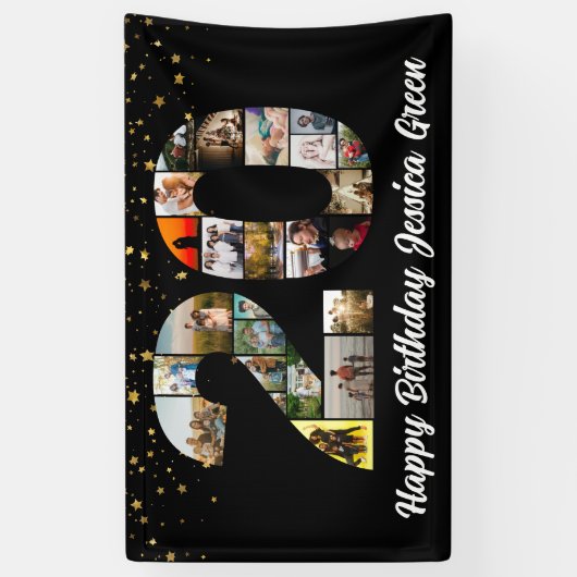 20ハッピーバースデー写真コラージュ記念日 横断幕 (縦)