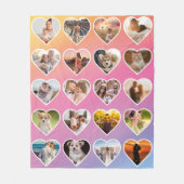 20パーソナライズされたハートフォトカラフルコラージュ フリースブランケット (正面)