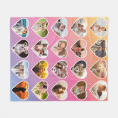 20パーソナライズされたハートフォトカラフルコラージュ フリースブランケット (正面(横))