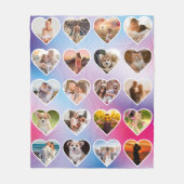 20パーソナライズされたハートフォトカラフルコラージュ フリースブランケット (正面)