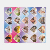 20パーソナライズされたハートフォトカラフルコラージュ フリースブランケット (正面(横))