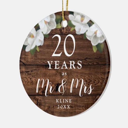 20パーソナライズされた年結婚記念素朴 セラミックオーナメント (左)