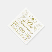 20パーソナライズされた年結婚記念 スタンダードカクテルナプキン (角)