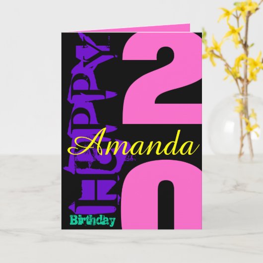 20パーソナライズされた番目の誕生日あいさつポップ・アートのきカード カード (黄色い花)