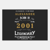 20パーソナライズされた誕生日2001生まれヴィンテージ黒 ラッピングペーパーシート (正面2)