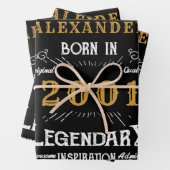 20パーソナライズされた誕生日2001生まれヴィンテージ黒 ラッピングペーパーシート (インサイチュ)