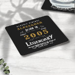 20パーソナライズされた誕生日2005生まれヴィンテージ黒 スクエアペーパーコースター<br><div class="desc">2005パーソナライズされた年と20歳の誰かのためのその誕生祝いのための生まれクラシック紙コースターデザイン。このヴィンテージレトロスタイルブラック、ホワイト、金ゴールドデザインに名前を追加20歳の誕生日カスタムプレゼント。名前と年を提供されたテンプレートで簡単に編集。素敵なカスタム黒い誕生日プレゼント。その20番目のパーティーお祝いのためのより多くの贈り物やパーティー用品は、店の"伝説的な"デザインで利用可能。</div>