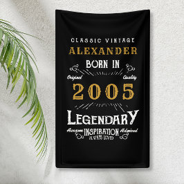20パーソナライズされた誕生日2005生まれヴィンテージ黒 横断幕
