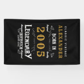 20パーソナライズされた誕生日2005生まれヴィンテージ黒 横断幕 (横)