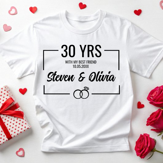 20パーソナライズされたth 30th結婚anniversaryのカップル tシャツ