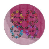 20パーソナライズされたXX年おめでとう&花リース カッティングボード (正面)