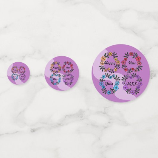 20パーソナライズされたXX年おめでとう&花リース コンフェッティ (正面)