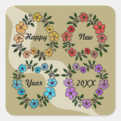 20パーソナライズされたXX年おめでとう&花リース スクエアシール (正面)