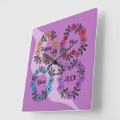 20パーソナライズされたXX年おめでとう&花リース スクエア壁時計 (傾斜)