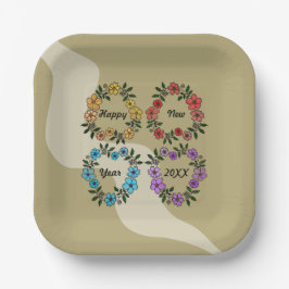 20パーソナライズされたXX年おめでとう&花リース ペーパープレート