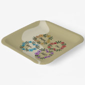 20パーソナライズされたXX年おめでとう&花リース ペーパープレート (傾斜あり)