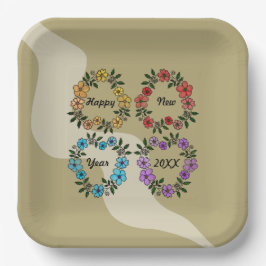 20パーソナライズされたXX年おめでとう&花リース ペーパープレート