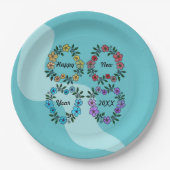 20パーソナライズされたXX年おめでとう&花リース ペーパープレート (正面)
