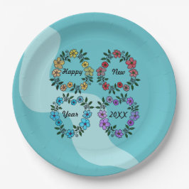 20パーソナライズされたXX年おめでとう&花リース ペーパープレート