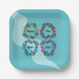 20パーソナライズされたXX年おめでとう&花リース ペーパープレート