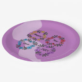 20パーソナライズされたXX年おめでとう&花リース ペーパープレート (アングル)