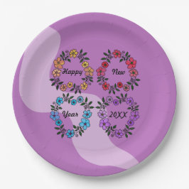 20パーソナライズされたXX年おめでとう&花リース ペーパープレート