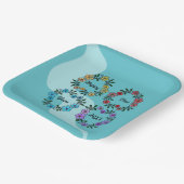 20パーソナライズされたXX年おめでとう&花リース ペーパープレート (傾斜あり)